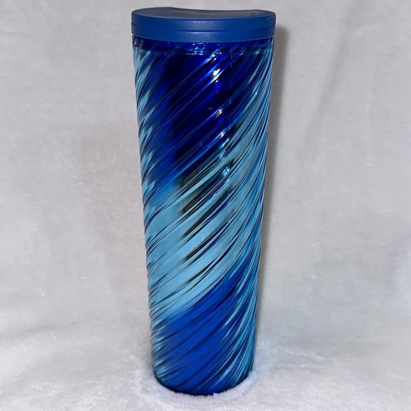 Starbucks Holiday 2023 Insulated Ribbon Tumbler Icicle Iridescent Blue 16 oz - Picture 4 of 5
